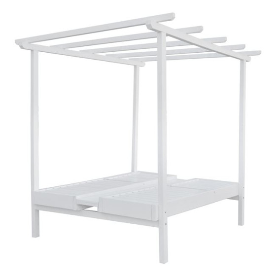 Sunbed Wooden Double Mykonos B' White with Top 205x167x212 cm HM5428