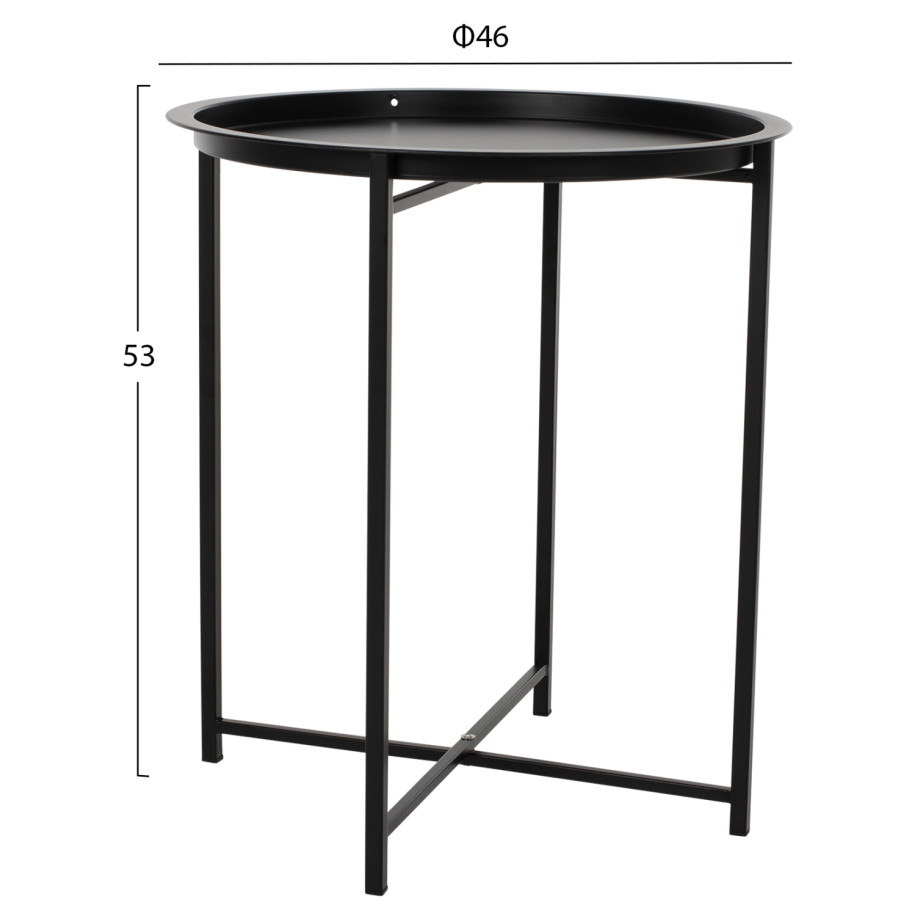Table Foldable Metallic Black 45cm HM5287.01