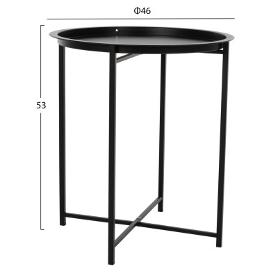 Table Foldable Metallic Black 45cm HM5287.01