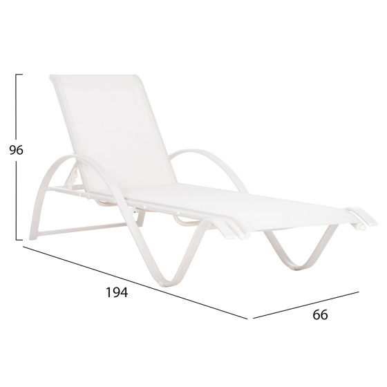 Sunbed WAKANA Aluminum White with textline white HM5133.02 194x54-66x30 cm.