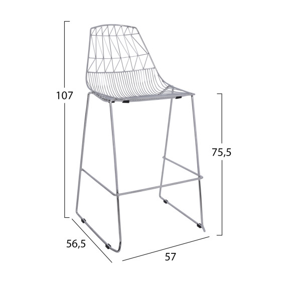 Bar Stool Metallic HM5465.100 Lux Chromed color 57x56,5x107cm