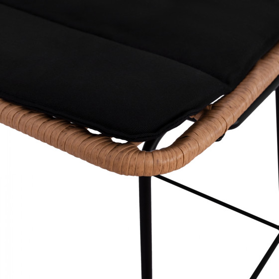 Metallic Stool with pillow Allegra HM5455 with wicker in beige color 46,5x55x117,5 cm