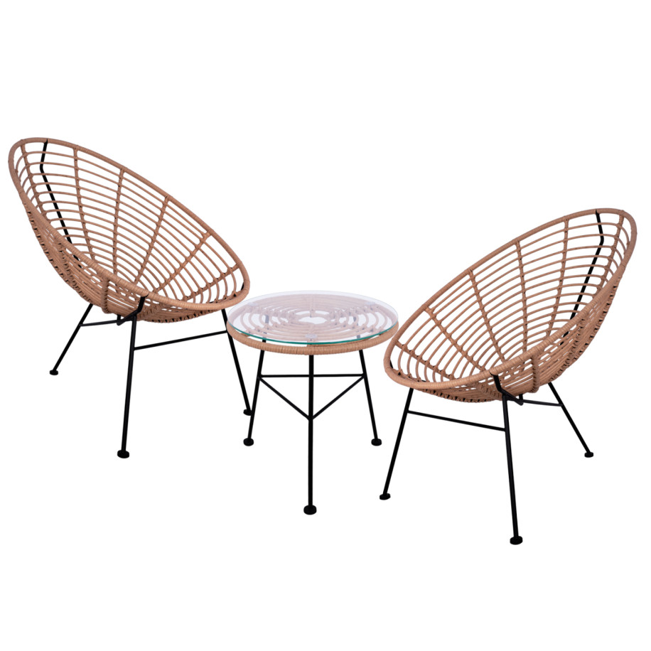 OUTDOOR 3PCS SET ALLEGRA HM10335 BEIGE WICKER-METAL