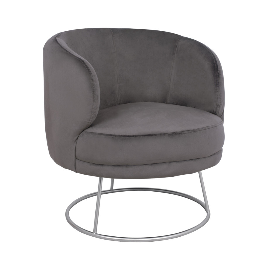 Armchair Arien HM8403.01,velvet grey,silver base 80x75x82cm