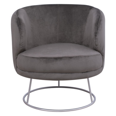 Armchair Arien HM8403.01,velvet grey,silver base 80x75x82cm