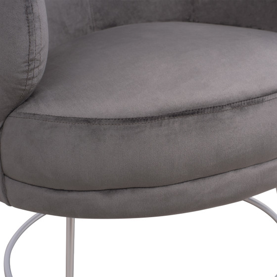 Armchair Arien HM8403.01,velvet grey,silver base 80x75x82cm