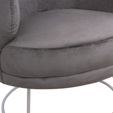 Armchair Arien HM8403.01,velvet grey,silver base 80x75x82cm