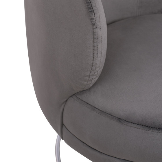 Armchair Arien HM8403.01,velvet grey,silver base 80x75x82cm
