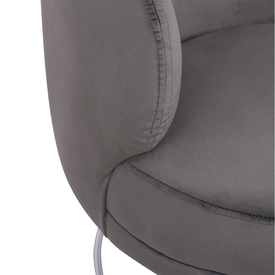Armchair Arien HM8403.01,velvet grey,silver base 80x75x82cm