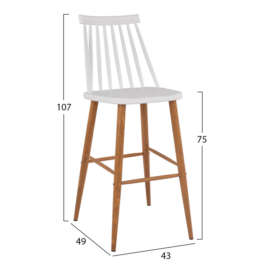 Bar Stool HM8459.01 Vanessa in white color 43x49x107 εκ.