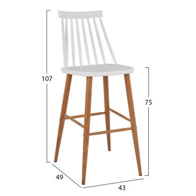 Bar Stool HM8459.01 Vanessa in white color 43x49x107 εκ.