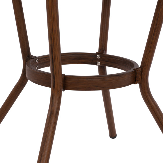 ΤΡΑΠΕΖΙ ΑΛΟΥΜΙΝΙΟΥ MOSES Φ70x76 εκ. BAMBOO LOOK HM5532.03 ΚΑΦΕ ΜΕ ΓΥΑΛΙ