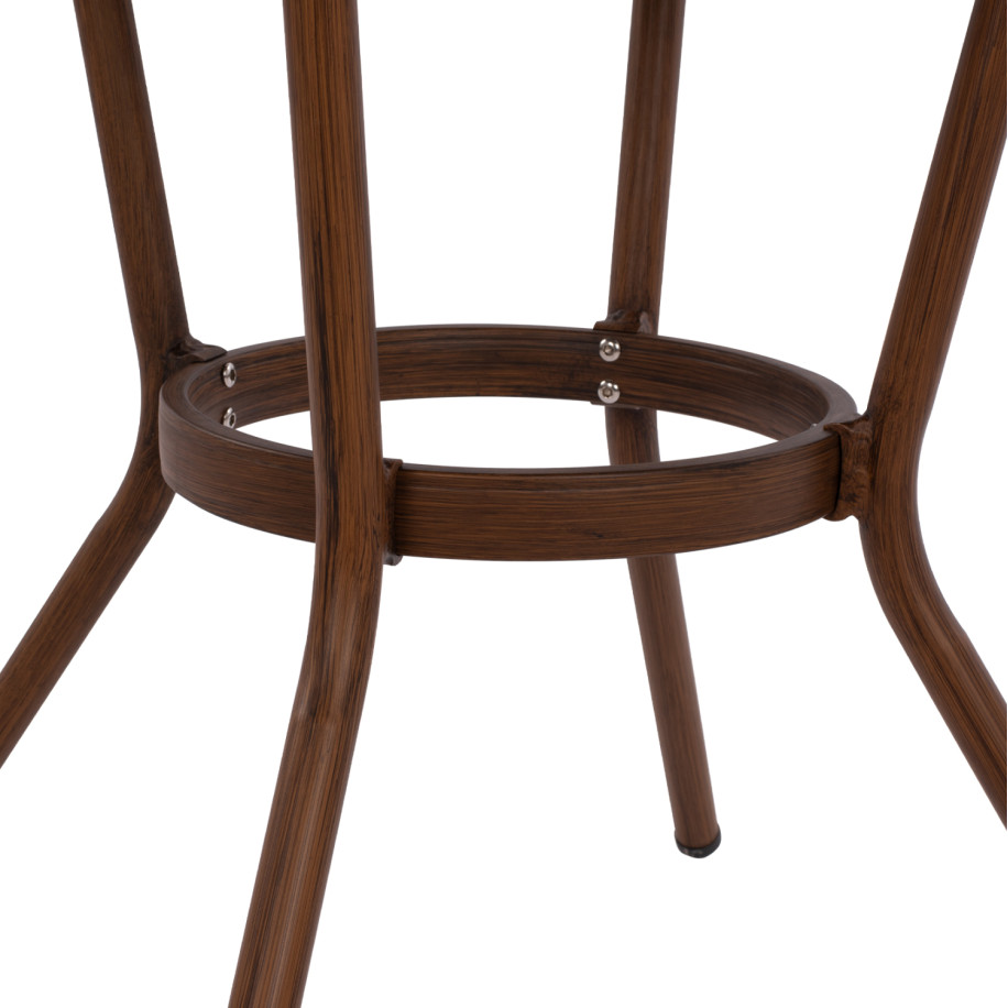 ΤΡΑΠΕΖΙ ΑΛΟΥΜΙΝΙΟΥ MOSES Φ70x76 εκ. BAMBOO LOOK HM5532.03 ΚΑΦΕ ΜΕ ΓΥΑΛΙ