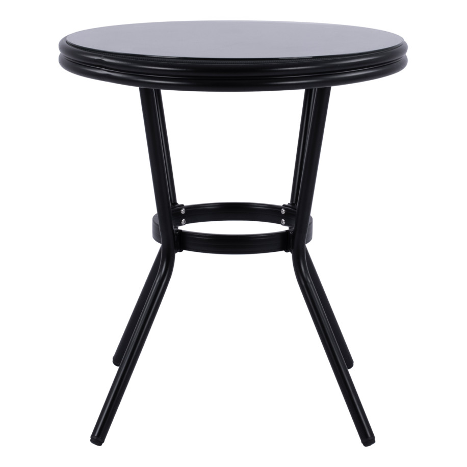 ΤΡΑΠΕΖΙ ΑΛΟΥΜΙΝΙΟΥ MOSES Φ70 BAMBOO LOOK HM5532.02 ΜΑΥΡΟ ΜΕ ΓΥΑΛΙ Φ70X76 εκ