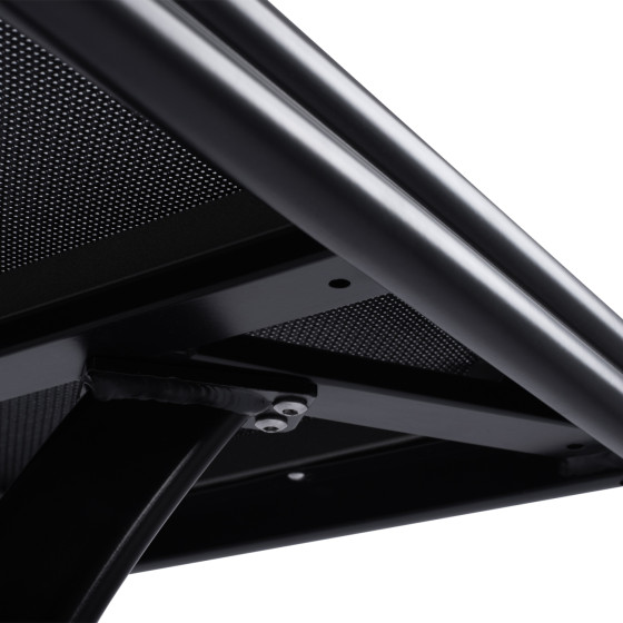 ΤΡΑΠΕΖΙ ΑΛΟΥΜΙΝΙΟΥ JAXEN HM5533.02 ΜΑΥΡΟ-ΓΥΑΛΙ ΑΣΦΑΛΕΙΑΣ&TEXTILENE 120x70x78Υεκ