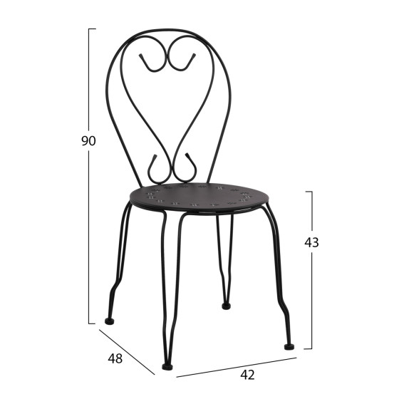 Chair Metallic Amore Black 42x48x90 cm. HM5007.11