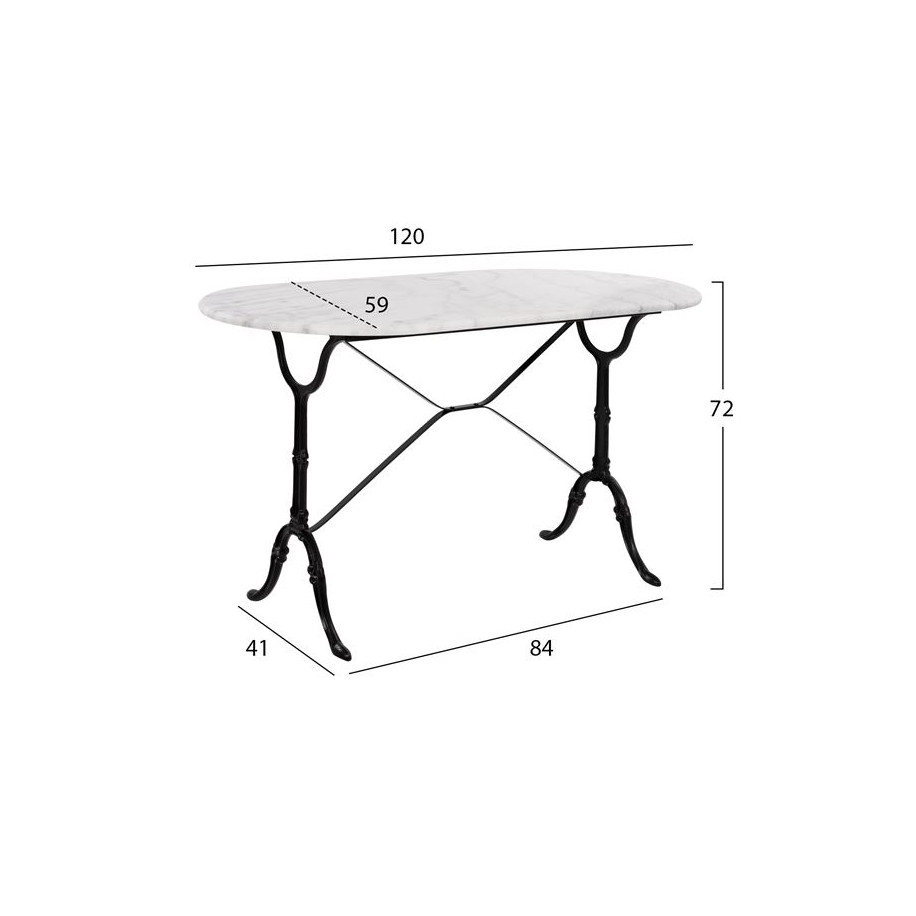 Table with base from cast iron HM440 with marble oval 120x59x72