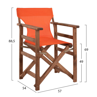Director's chair Limnos Walnut with textline Orange HM10368.02