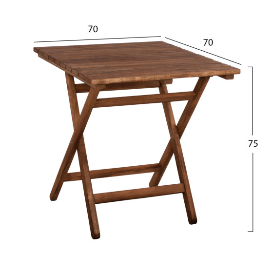 Director''s Table Limnos 70x70x75cm Solid Wood Impregnation Walnut HM5648.01