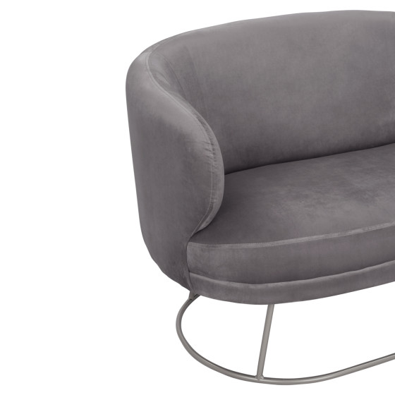 Sofa 2 seater Arien from velvet Grey with Silver Base HM8492.01 125Χ80Χ84cm