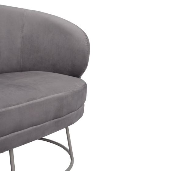 Sofa 2 seater Arien from velvet Grey with Silver Base HM8492.01 125Χ80Χ84cm