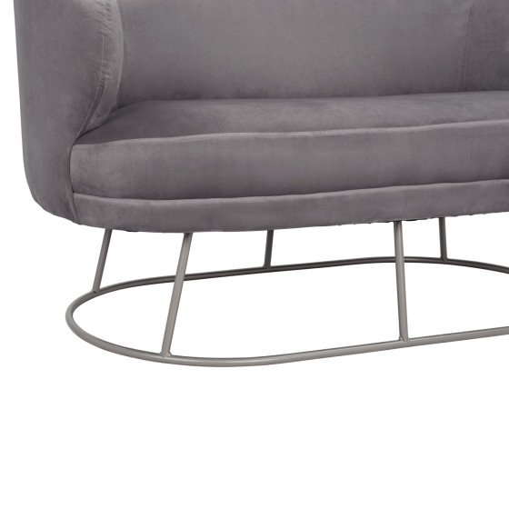Sofa 2 seater Arien from velvet Grey with Silver Base HM8492.01 125Χ80Χ84cm