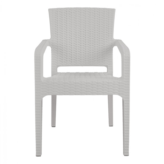 Polypropylene Armchair Rattan HM5590.04 White color 58x55x87 cm.