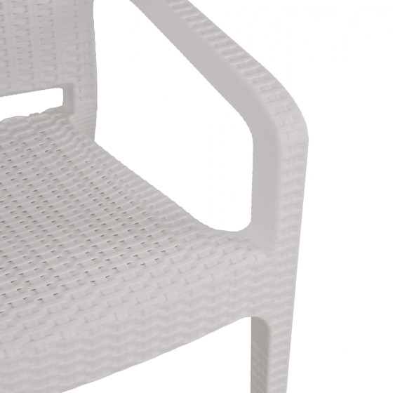 Polypropylene Armchair Rattan HM5590.04 White color 58x55x87 cm.