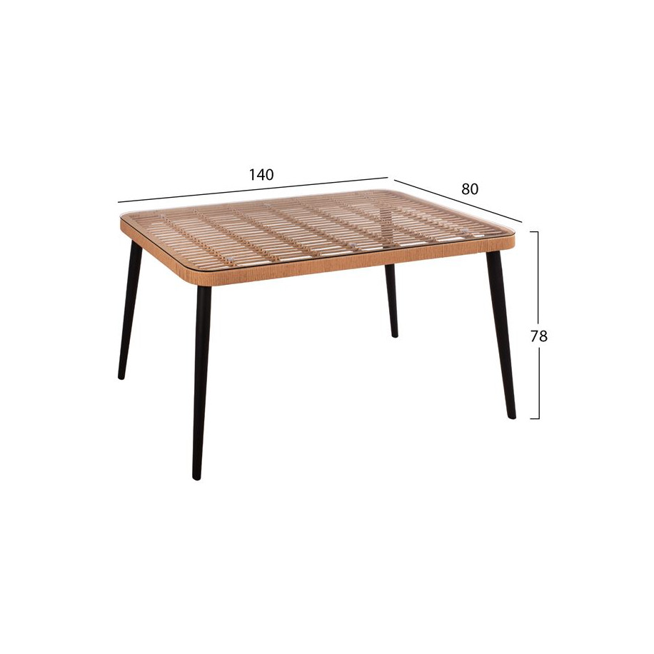 Set 5 pieces Allegra Wicker with Table 140x80x78 Beige & Black HM10488