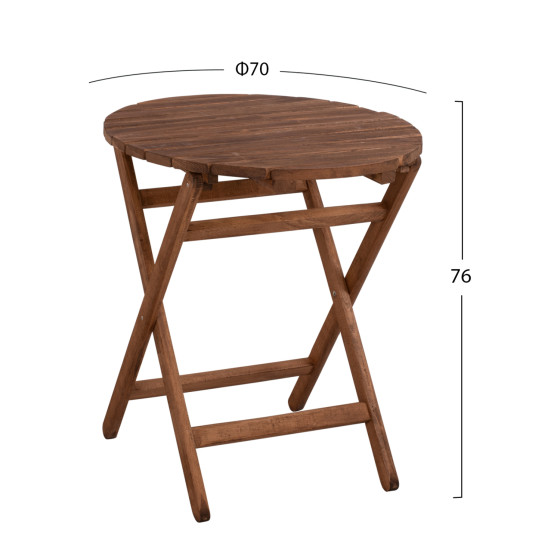 Director's Chair Limnos Round 70cm solid oak wood Walnut HM5654.01