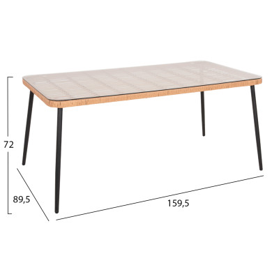 OUTDOOR DINING SET 7PCS ALLEGRA HM10495 WICKER IN BEIGE-METAL IN BLACK