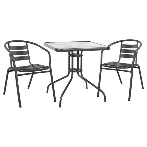 Set 3 pieces With Table Figo 70x70x72 & Armchairs Laura Grey Color HM10469