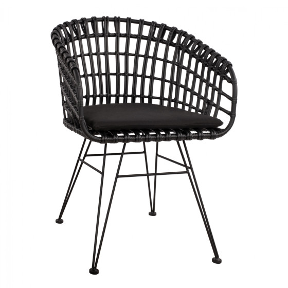 Armchair nest type metallic Allegra HM5456.02 Wicker Black 59x56.5x83cm