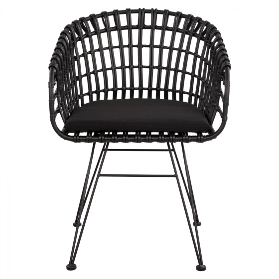Armchair nest type metallic Allegra HM5456.02 Wicker Black 59x56.5x83cm