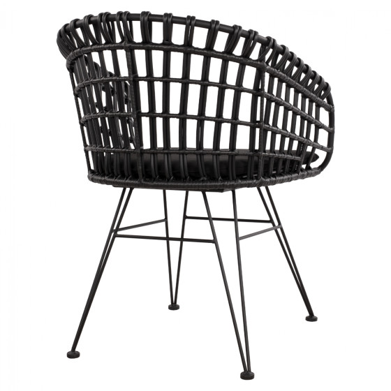Armchair nest type metallic Allegra HM5456.02 Wicker Black 59x56.5x83cm