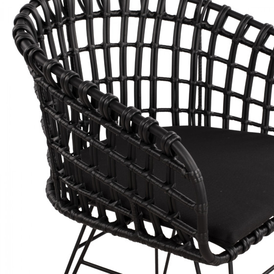 Armchair nest type metallic Allegra HM5456.02 Wicker Black 59x56.5x83cm