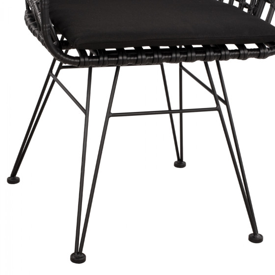 Armchair nest type metallic Allegra HM5456.02 Wicker Black 59x56.5x83cm