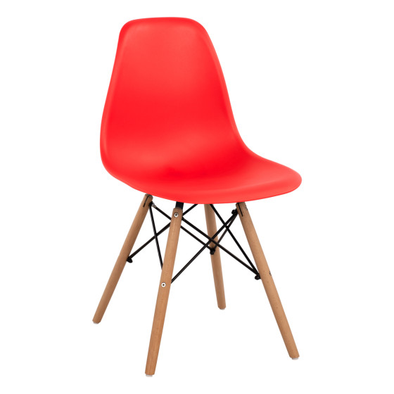 Chair with wooden legs and seat Twist PP Red HM8460.04 46x50x82 cm