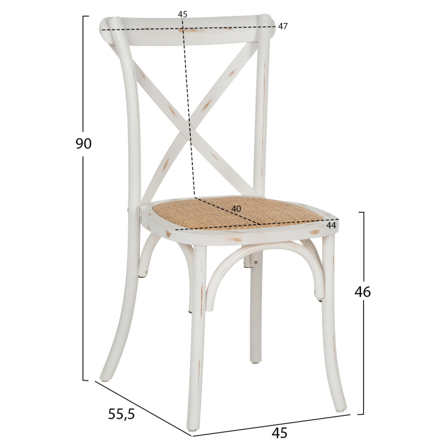 Chair Owen Stackable Wooden from Beech wood White Wash Color with crossed back HM8575.04 45x55,5x90 cm