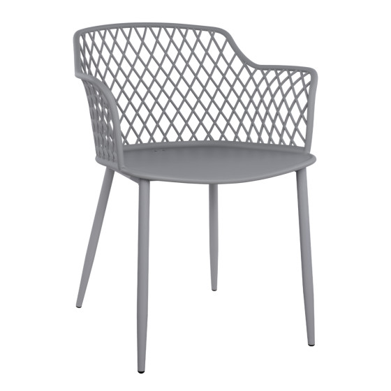 Polypropylene Armchair Jocelyn HM8510.10 Grey with metallic legs 62x55.5x79cm