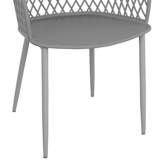 Polypropylene Armchair Jocelyn HM8510.10 Grey with metallic legs 62x55.5x79cm