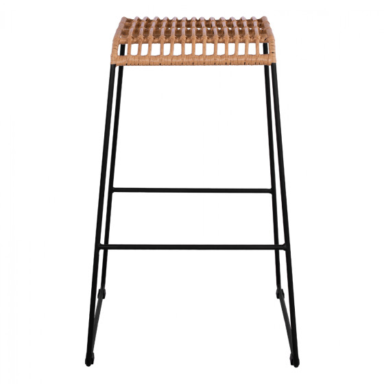 Metallic Stool Allegra HM5641 with Wicker in Beige color 49x50x76 cm