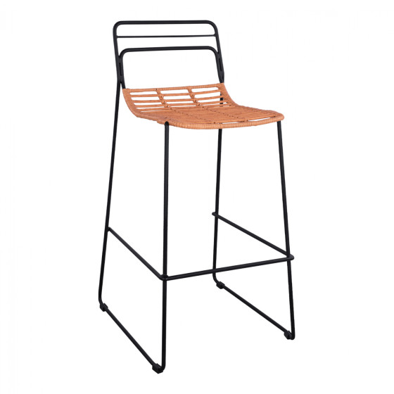 Metallic Stool Allegra HM5642 with Wicker in Beige color 48x53x100 cm