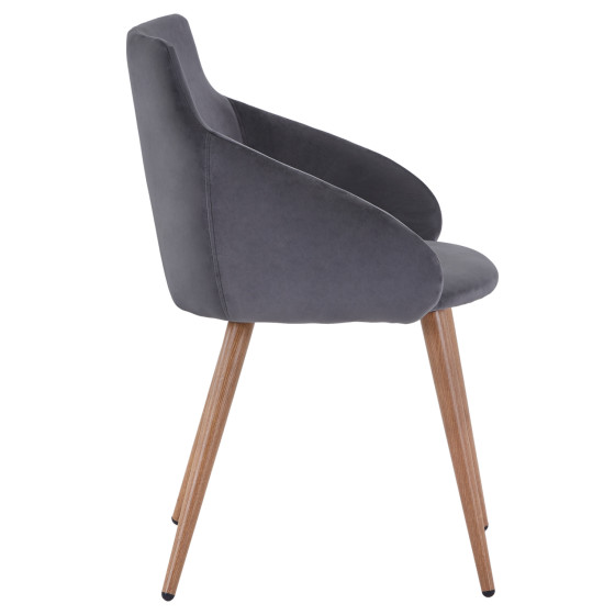 Armchair Ivy Velvet Grey and metallic legs HM8546.01 55x55x80 cm