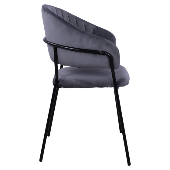 Armchair Theodore HM8520.01 from velvet grey with metallic frame 55x50x82cm