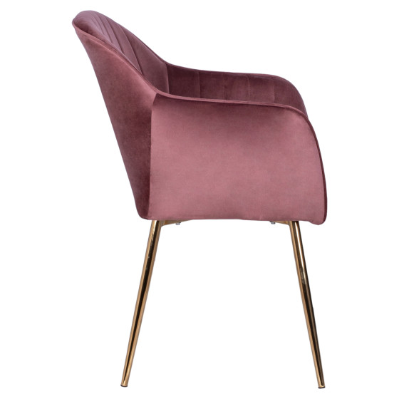 VELVET ARMCHAIR SAWYER HM8523.02 IN DUSTY PINK WITH GOLDEN LEGS 55x60x83 cm