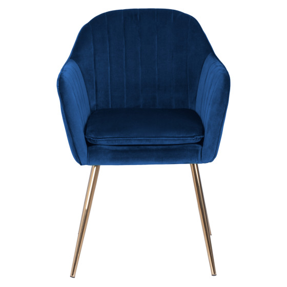 Armchair Sawyer HM8523.08 from Velvet Blue with gold legs 55Χ60Χ83cm