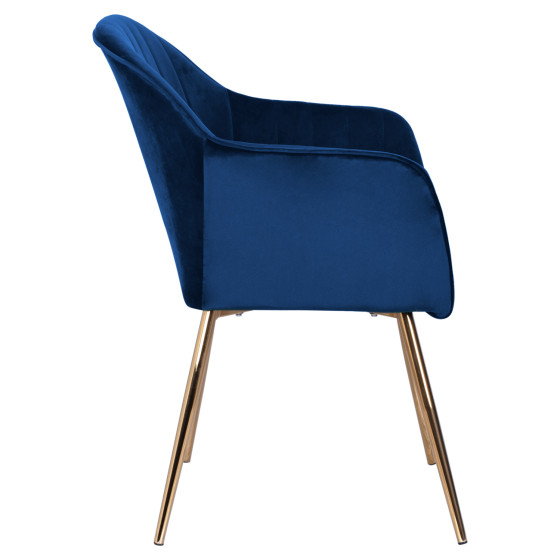 Armchair Sawyer HM8523.08 from Velvet Blue with gold legs 55Χ60Χ83cm