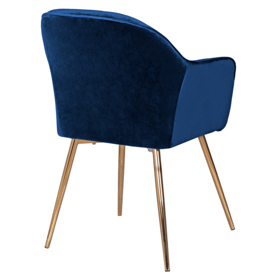 Armchair Sawyer HM8523.08 from Velvet Blue with gold legs 55Χ60Χ83cm
