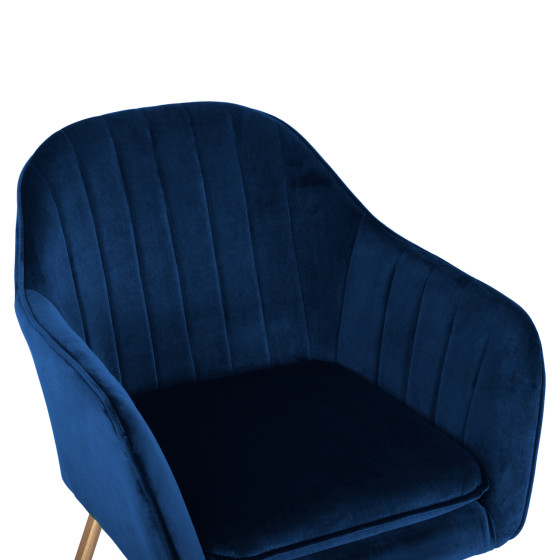 Armchair Sawyer HM8523.08 from Velvet Blue with gold legs 55Χ60Χ83cm